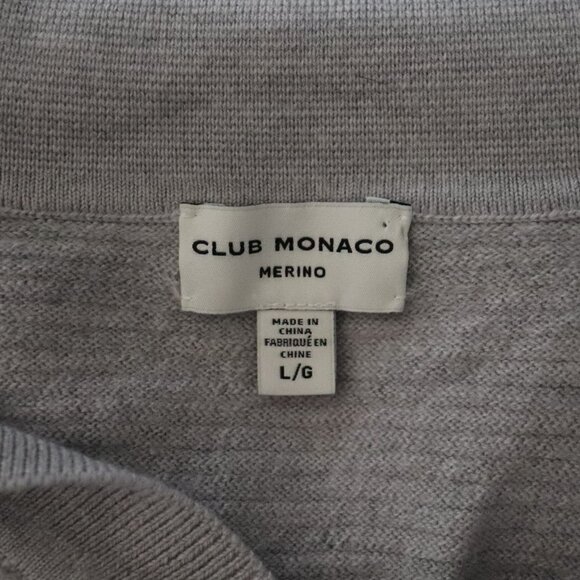 Club Monaco 100% Wool Lrg Grey Neutral V-Neck Ribbed Collar Pull On Sweater - Picture 10 of 13